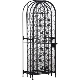 45-Bottle Modern Wine Organizer Decorative Portable Wrought Iron Wine Rack Jail (Option: Oak-1400x550x85 mm)