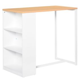 Modern Bar Table Counter Height Dining Table with 3 Storage Shelves for Kitchen, Dining Room, Living Room, White (Option: White, Wood color-1275x615x145 mm)